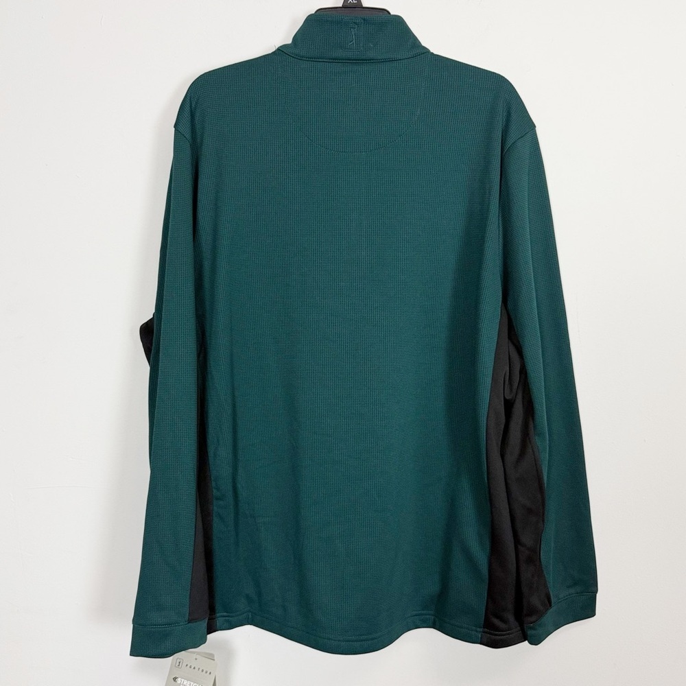 PGA Tour Pullover Quarter Zip Mens XL Green Black Thermal Long Sleeve NWT - Picture 3 of 13